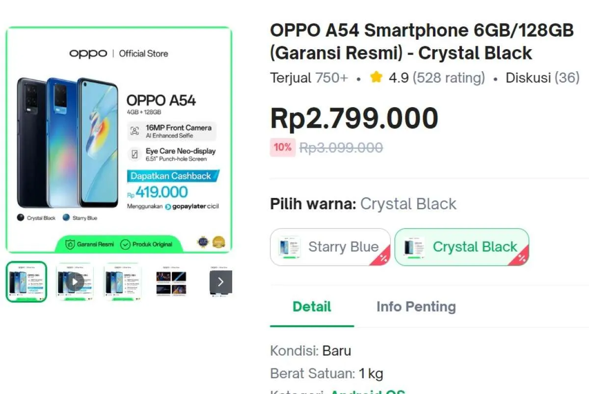 Harga HP OPPO A54 RAM 6 GB Turun di Bulan April, Cek Detailnya