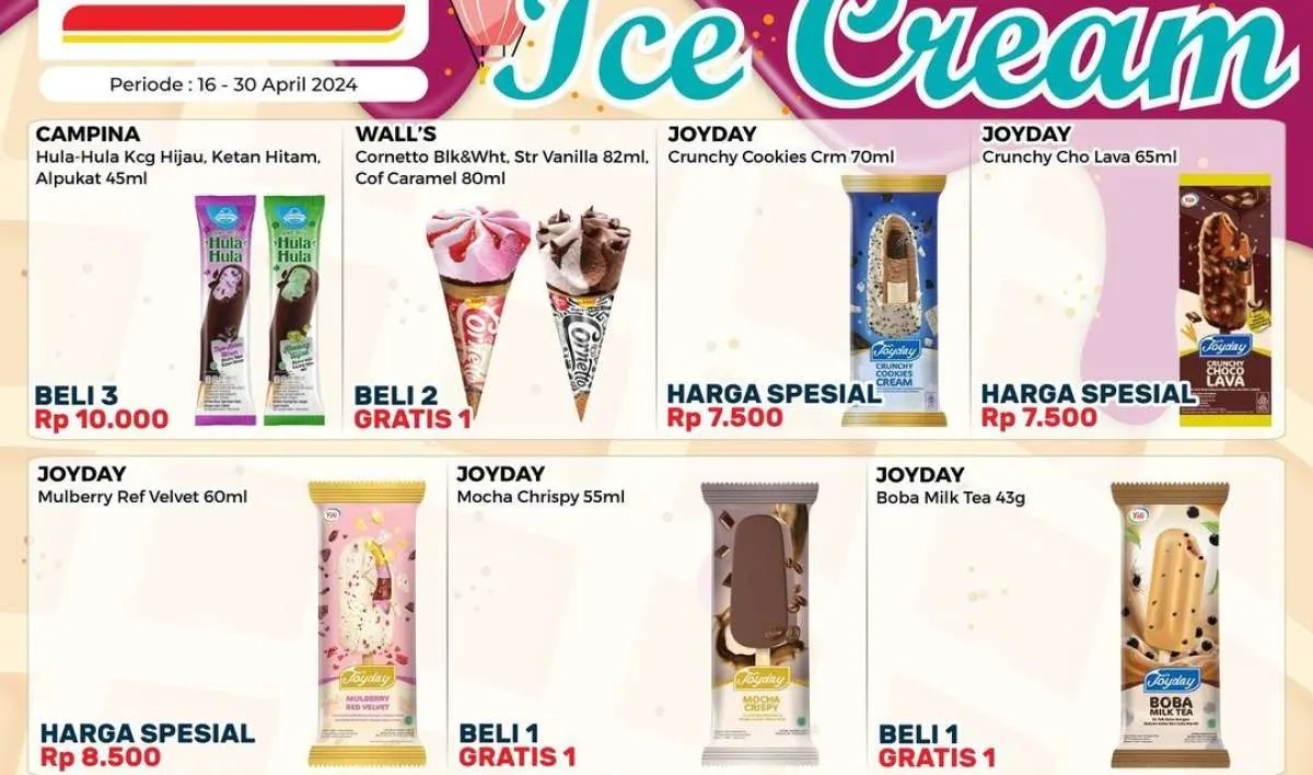 Promo Alfamart Paling Murah Berakhir 30 April 2024, Ada Es Krim Beli 1 Gratis 1