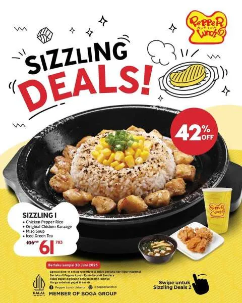 Promo Pepper Lunch Sizzling Deals Diskon 42%