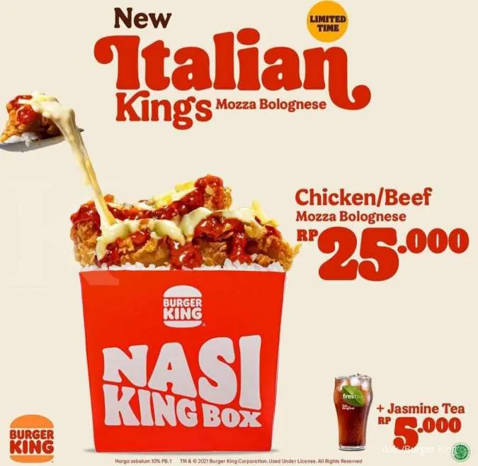 Promo Burger King - Italian Kings Mozza Bolognese
