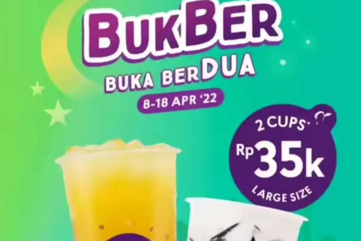 Promo Chatime 8-18 April 2022, Paket BukBer 2 Chatime Large Rp 35.000 via GrabFood