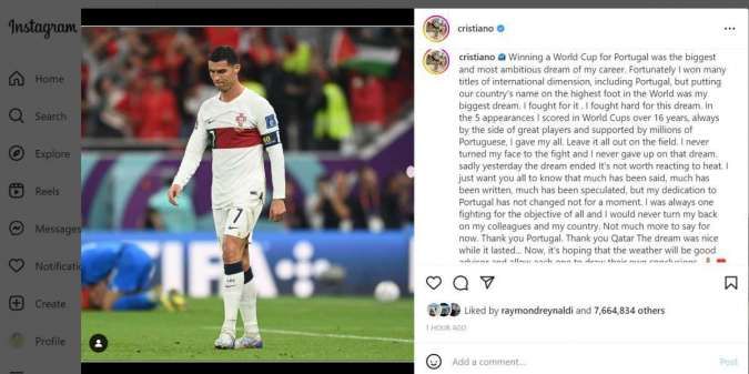 Cristiano Ronaldo Menyesal Gagal Piala Dunia 2022