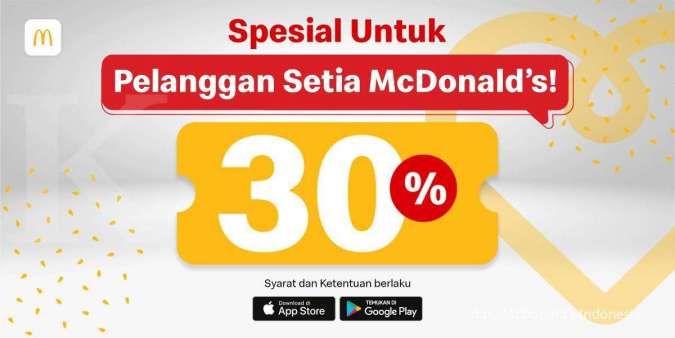 Promo McD 6-12 September 2021, Diskon Pelanggan 30% via Aplikasi McDonald’s