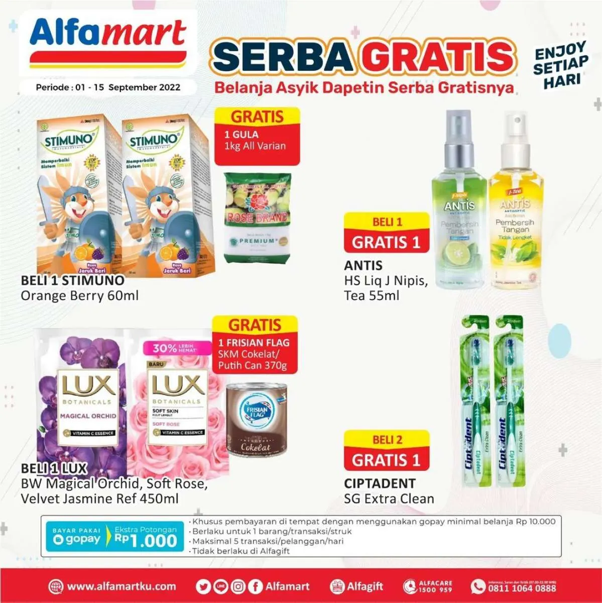 Promo Alfamart Serba Gratis 1-15 September 2022, Beli 1 Stimuno Anak Gratis Gula 1kg