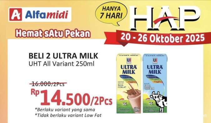 Promo Alfamidi Hemat Satu Pekan 20-26 Oktober 2025, Ultra Milk Beli 2 Lebih Hemat