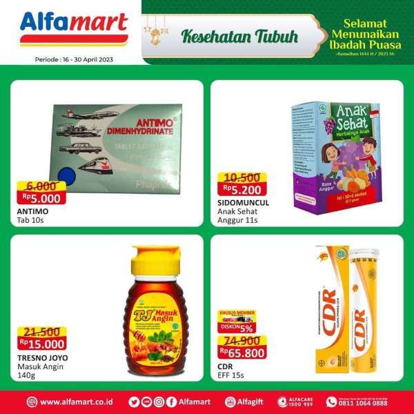 Promo Alfamart Kesehatan Tubuh Periode 16-30 April 2023