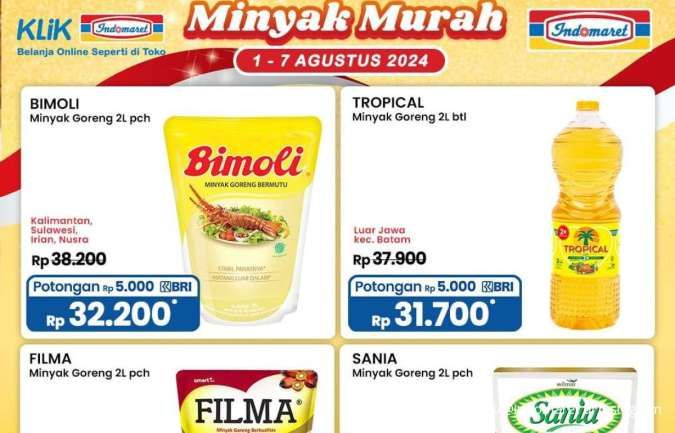 Promo Minyak Goreng Murah di Indomaret 7 Agustus 2024, Potongan Rp 5.000 dengan BRI