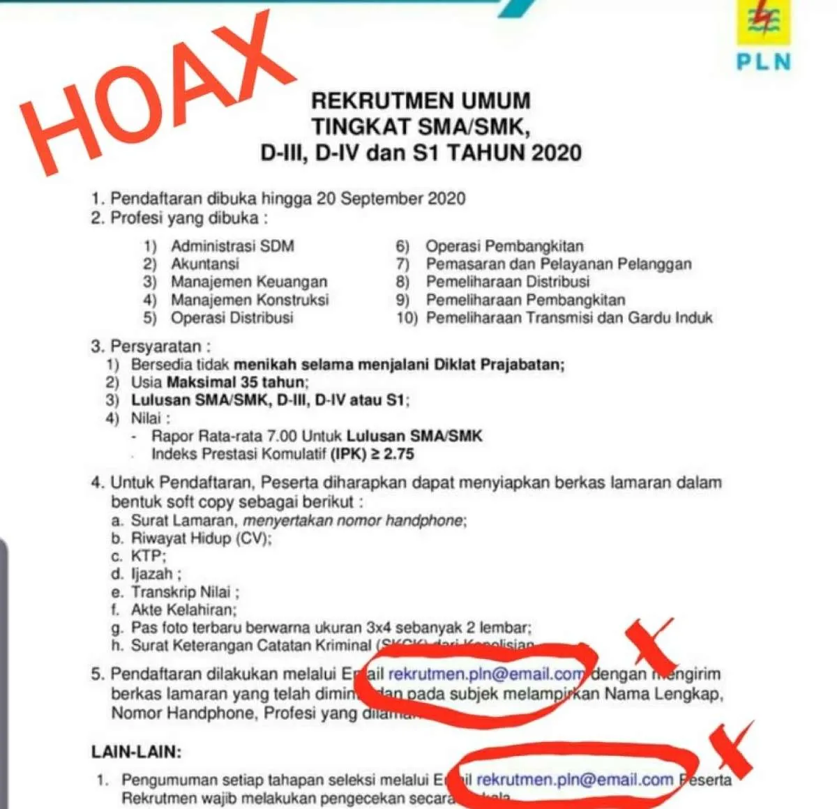 ​Waspada penipuan rekrutmen PLN untuk SMA-S1 buka hingga 20 September, ini infonya