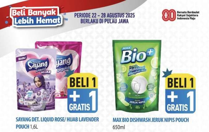 Promo Hypermart Beli Banyak Lebih Hemat 22-28 Agustus 2025, Beli 1 Gratis 1 Detergent