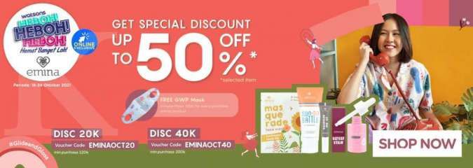 Promo Emina Diskon s/d 50%, Dapatkan Juga Free Masker dan Voucher Diskon Ekstra