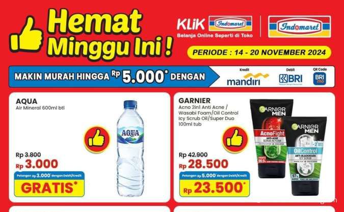 Promo Indomaret 20 November 2024, Aqua dan Garnier Men Lebih Hemat Berakhir Hari Ini