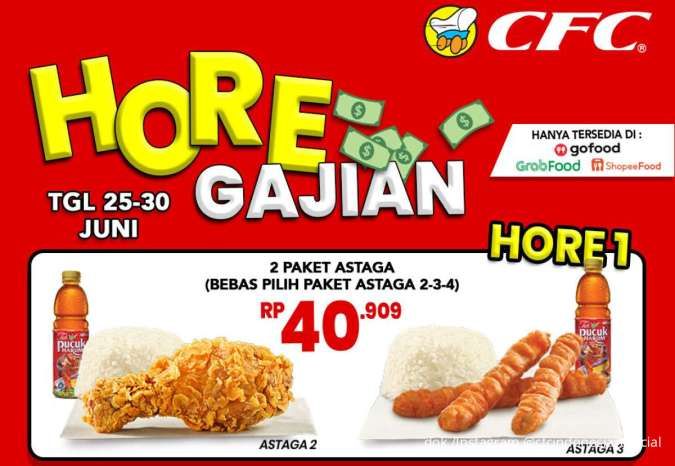 Promo CFC Hore Gajian 25-30 Juni 2025, Paket Ayam Goreng Komplit Mulai Rp 40.000-an