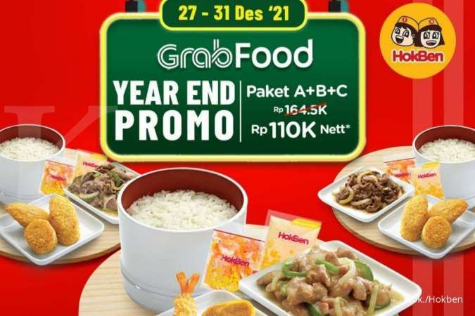 Year End Promo Hokben 27-31 Desember 2021, Beli 3 Paket Hokben Rp 110.000 di GrabFood