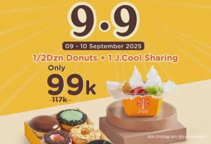 JCO: Promo 9.9 Terakhir! Donat & JCOOL Cuma 99 Ribu!