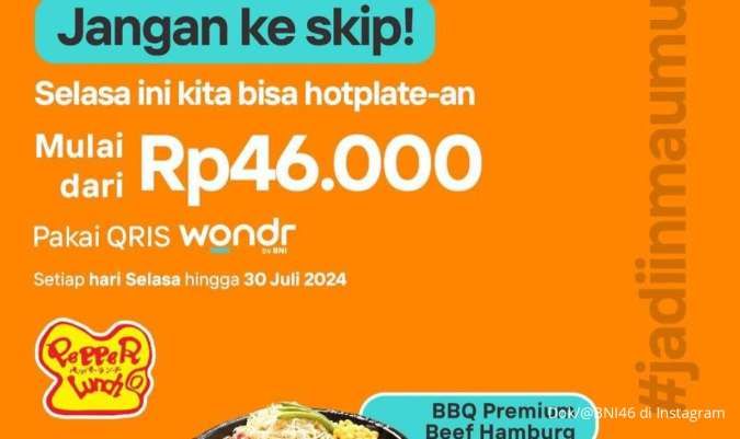 Promo Wondr by BNI di Pepper Lunch Harga Spesial Setiap Selasa, Berakhir Hari Ini