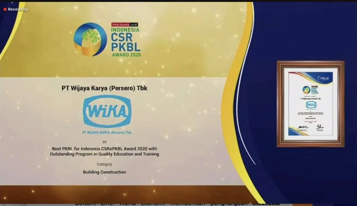 WIKA raih penghargaan The Best PKBL for Indonesia CSRxPKBL Award 2020