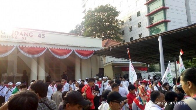Gandeng Ma'ruf, Jokowi hadir di Gedung Joang 45