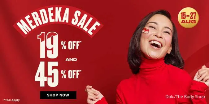 Promo The Body Shop Merdeka Sale 15-27 Agustus 2025, Lip Tint-Hair Mask Diskon 45%