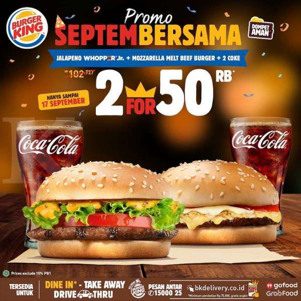 Promo Burger King ‘Septembersama’ 15-17 September 2020