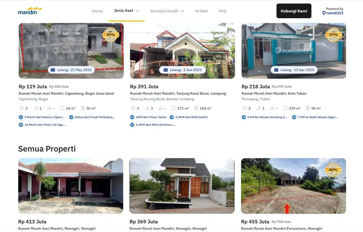Bank Mandiri Siapkan Lelang 3.000 Unit Rumah, Cek Cara Mendapatkannya