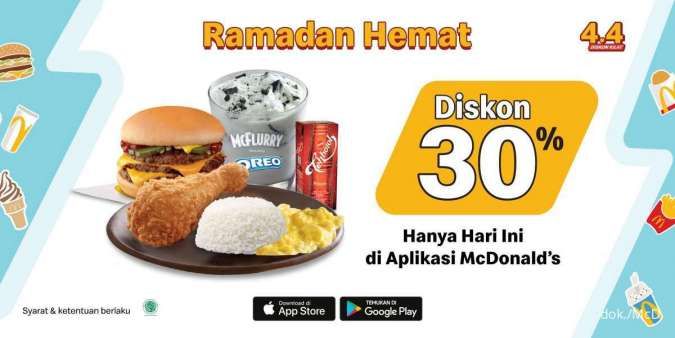 Promo 4.4 McD, Ada Diskon Kilat 30% di Berbagai Menu McD Spesial Ramadan Hemat!