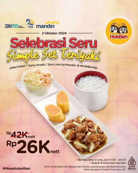 Promo HUT Bank Mandiri di HokBen 2 Oktober 2024