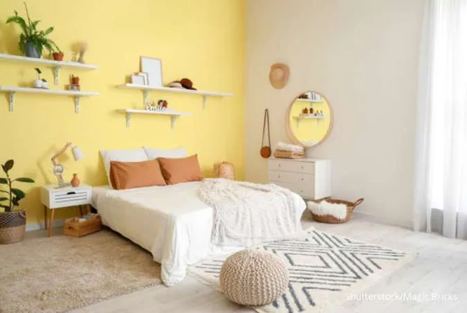 Kombinasi warna cat kamar tidur kuning krem