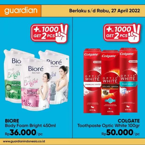 Promo Guardian +1000 Get 2 Pcs Periode 21-27 April 2022