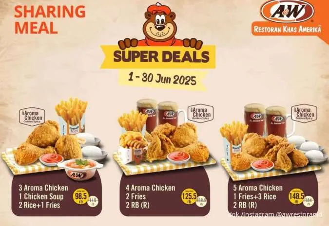 Hari Ini Terakhir! Promo A&W Super Deals Paket 6 Ayam + Nasi + Fries + RB Cuma Segini