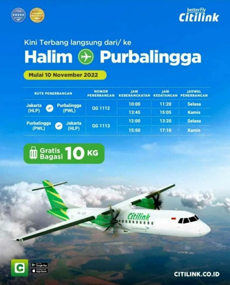Citilink Kembali Terbangi Rute Jakarta (Halim Perdanakusuma) – Purbalingga PP