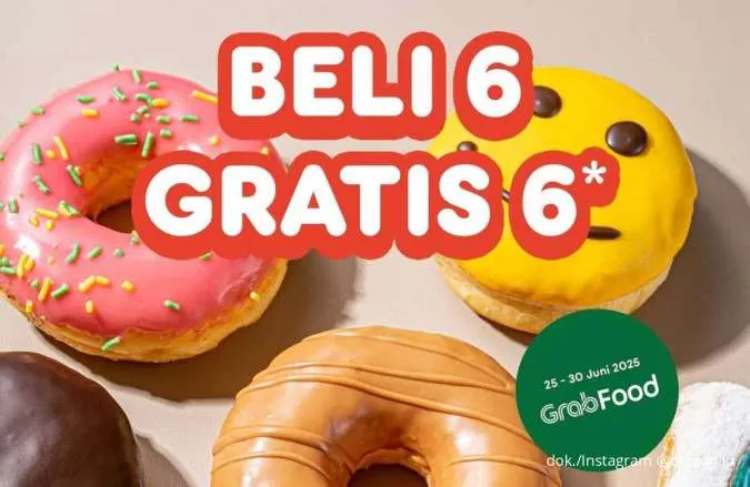Promo Dunkin 25-30 Juni, Beli 6 Gratis 6 Pakai Voucher di Grab Cuma Rp 80.000-an 