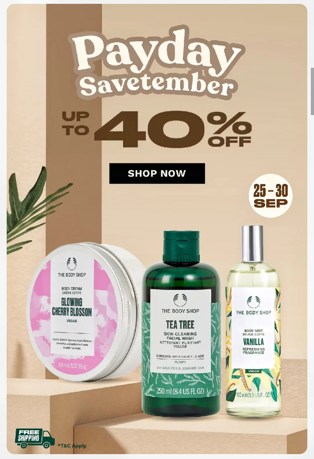 Promo The Body Shop Payday Savetember Diskon s/d 40% Periode 25-30 September 2025