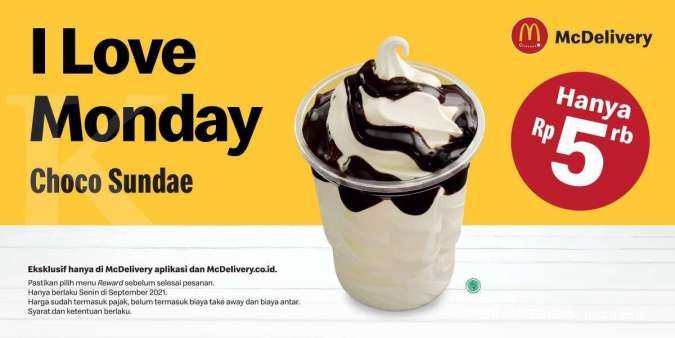 Kembali Hadir! Promo McDonalds I Love Monday Choco Sundae Rp 5.000 via McDelivery