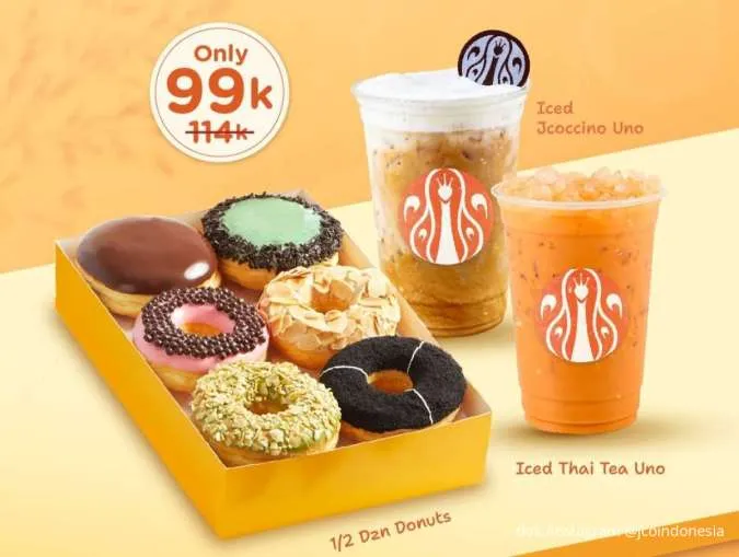 Promo JCO One Perfect Deal September 2025, 1/2 Lusin Donut + 2 Minum Harga Spesial