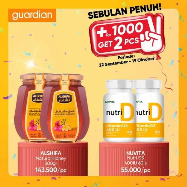 Promo Guardian +1000 Get 2 Pcs Periode 22 September-19 Oktober 2022