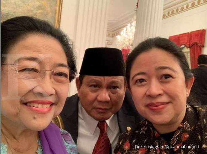 Selfie bersama Megawati dan Puan Maharani, begini ekspresi lucu Prabowo