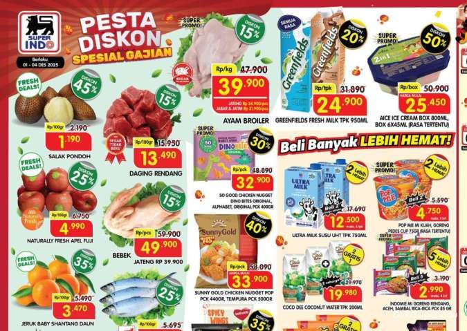 Promo Superindo Weekday 1-4 Desember 2025, Diskon Gajian Awal Bulan Sampai 50%