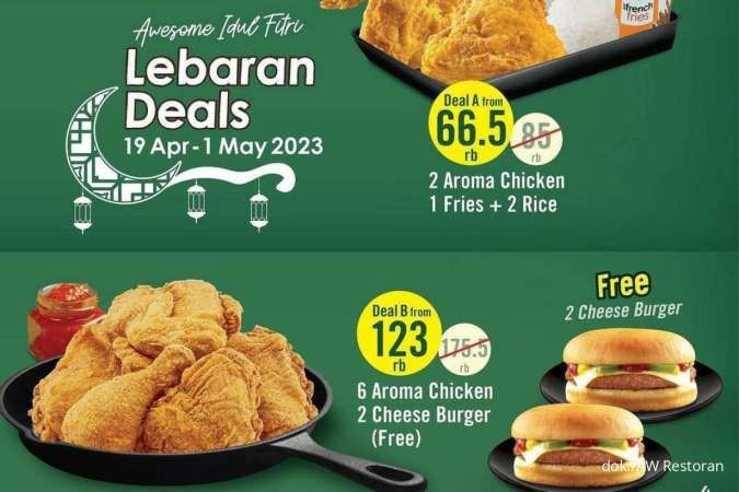Promo AW Restoran April-Mei 2023, Lebaran Deals Aneka Menu Ayam Gratis Burger