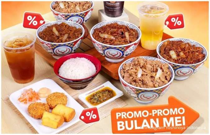 Kumpulan Promo Yoshinoya MEI-Nyala, Minuman-Makanan Diskon Gede-gedean hingga 50%