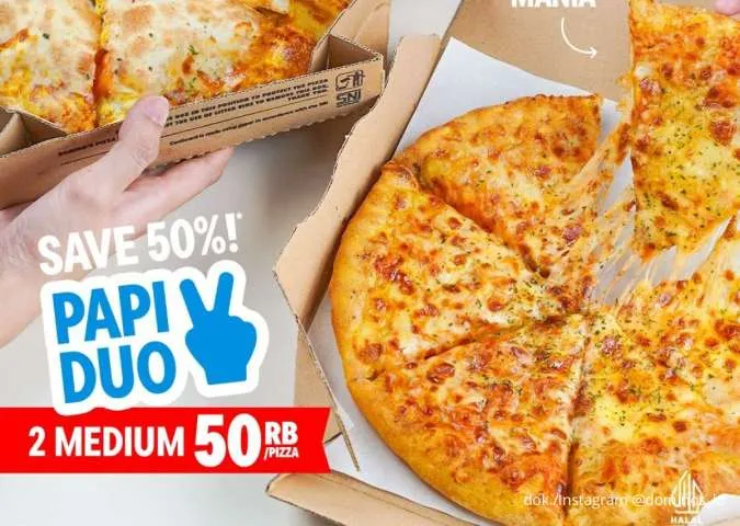 Promo Domino's Pizza Papi Duo November 2025, Ada Diskon 50% Bebas Pilih Medium Pizza