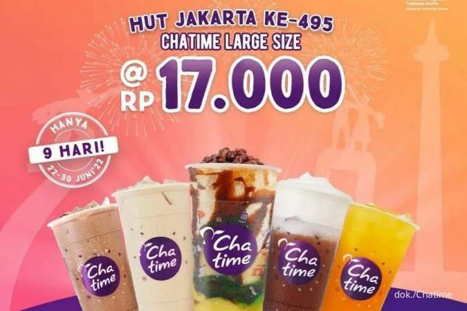 Promo Chatime HUT 495 Jakarta, Chatime Large Size Rp 17.000 di Seluruh Indonesia