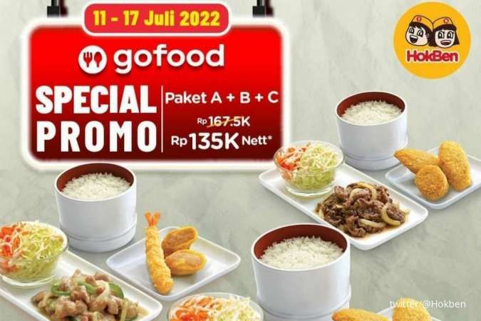 Promo Hokben 11-17 Juli 2022, Spesial Diskon Paket Hokben A, B, dan C via GoFood