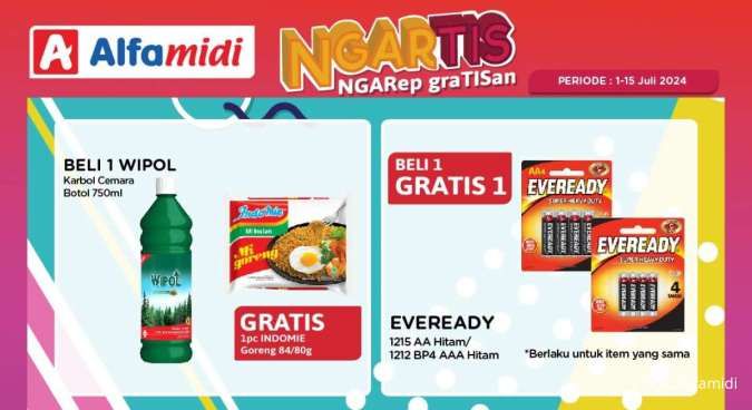 Promo Alfamidi Ngartis sampai 15 Juli 2024, Wipol hingga Antangin Beli 1 Gratis 1