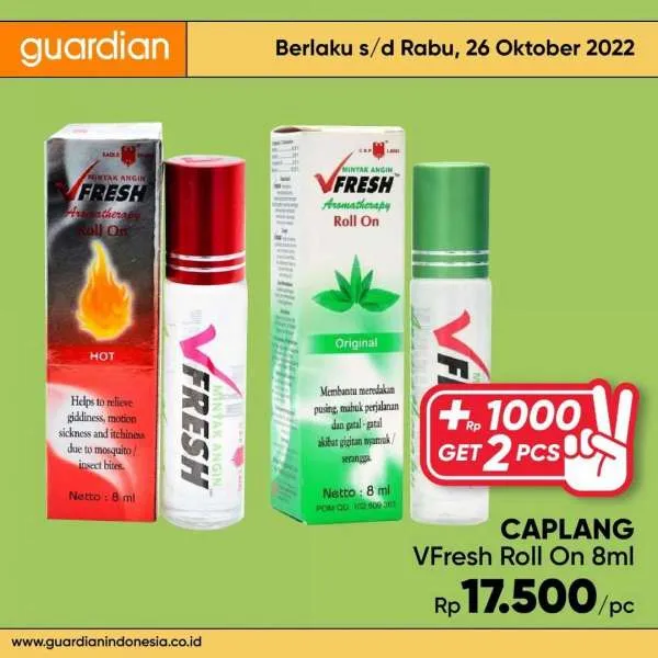 Promo Guardian +1000 Get 2 Pcs Periode 20-26 Oktober 2022