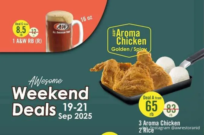 Promo A&W Weekend Deals 19-21 September 2025, Mulai Rp 65.000 Sudah Kenyang Rame-Rame