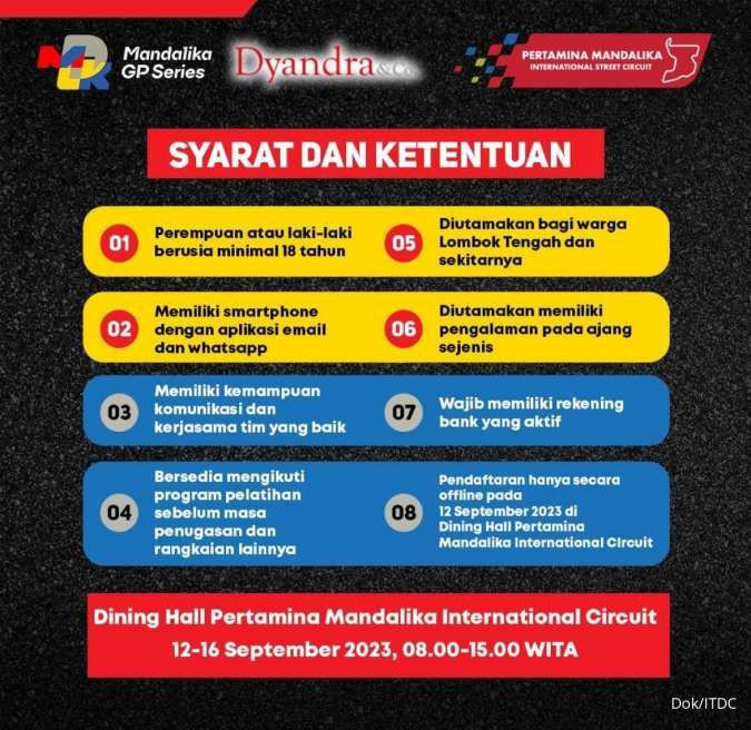 Perekrutan Tenaga Volunteer untuk Pertamina Grand Prix of Indonesia 2023 Telah Dibuka