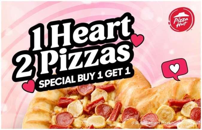 Promo Spesial Valentine Buy 1 Get 1 Pizza Heart, Hanya 12-14 Februari 2025