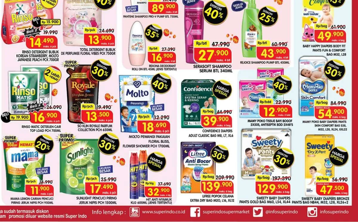 Promo Superindo Weekday 30 Oktober 2024, Beli Sunlight dan Mamy Poko Diskon 30% 