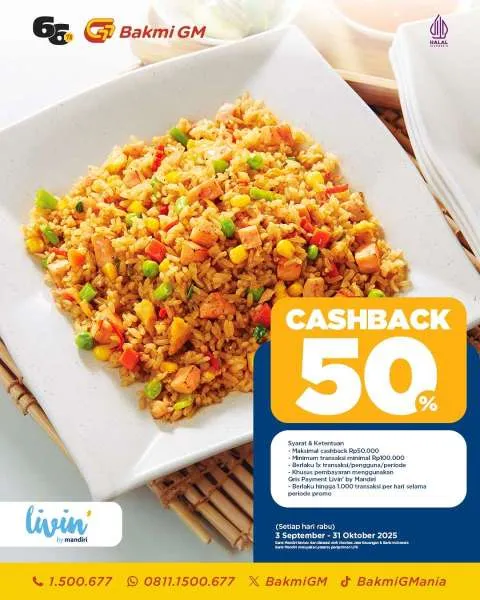 Promo Bakmi GM x Livin Mandiri Cashback 50%
