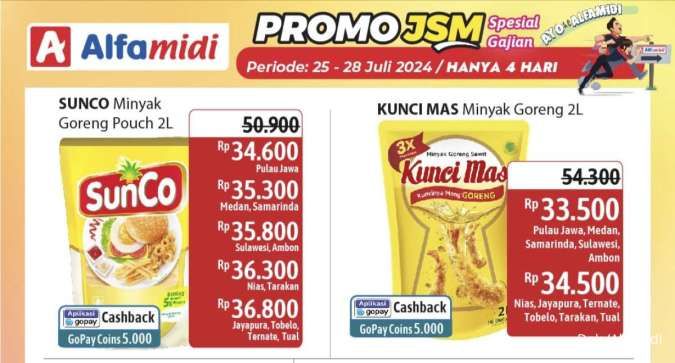 Promo JSM Alfamidi Periode 25-28 Juli 2024, Minyak Goreng Harga Spesial Gajian